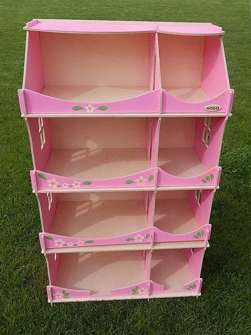 Кукольный домик-шкаф с росписью (розовый)
