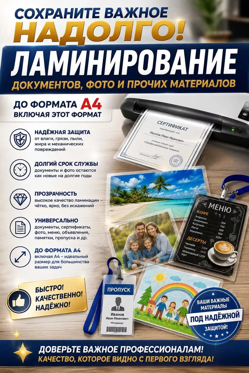 Ламинирование документов и фото в Сумах — защита того,  что важно!